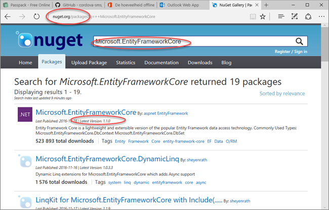 nuget Microsoft.EntityFrameworkCore